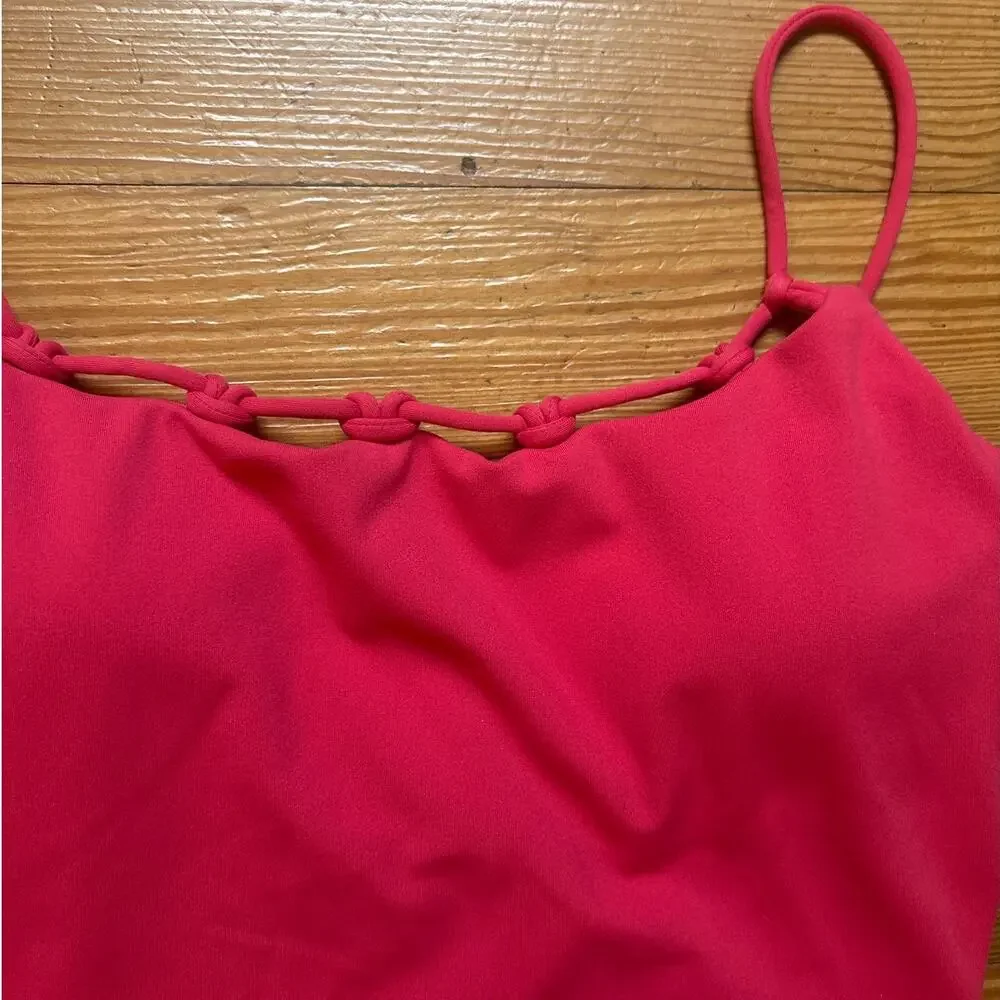 Sperry red crochet neckline‎ adjustable full coverage one piece swimsuit SIZE S